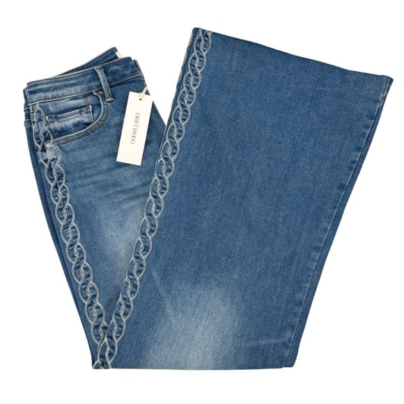 DRIFTWOOD Denim - Driftwood Mona 30x31 Wide Leg Jeans Embroidered Denim Flare Boho Festival NEW